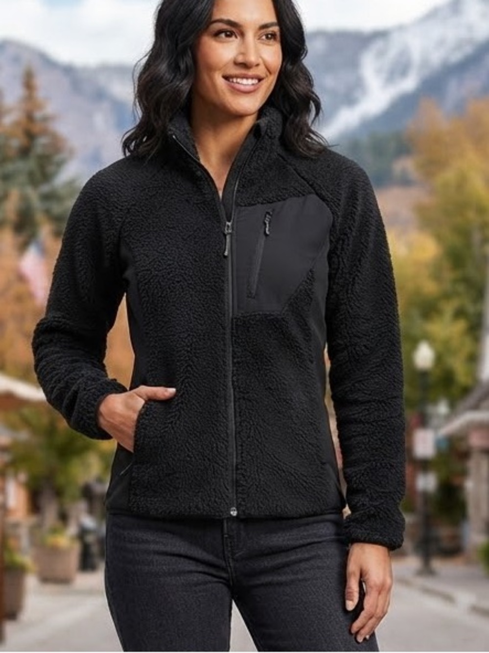 Columbia Black Sherpa Teddy Fleece Jacket